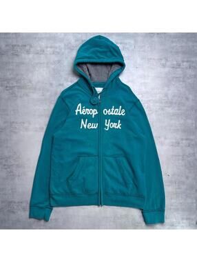 Y2K Aeropostale 00s Green Hoodie Zip Up Jacket